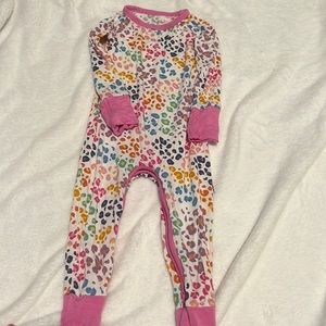 little Sleepies 6-12 month crescent zippy in rainbow leopard.